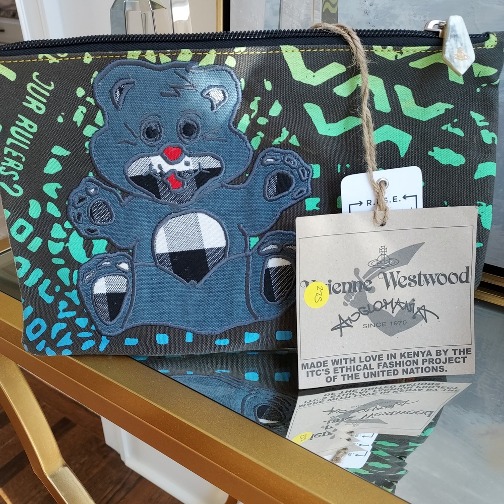 Vivienne Westwood Green and Black Bear Pouch